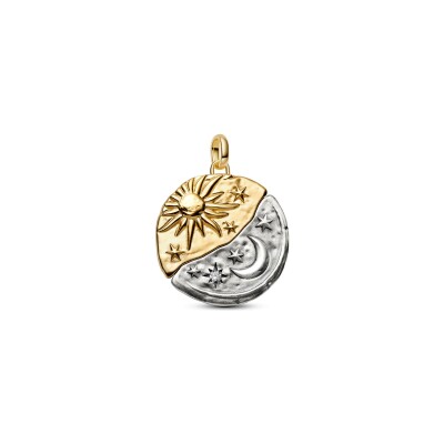 Charm Pandora Talisman XL Soleil et Lune en argent, métal doré et oxyde de zirconium