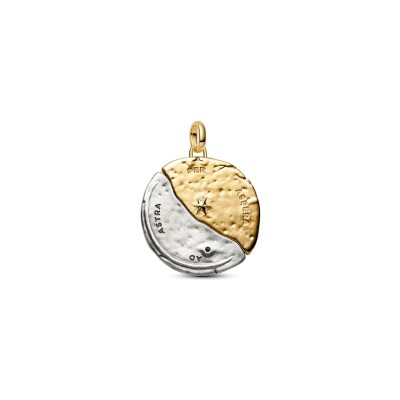 Charm Pandora Talisman XL Soleil et Lune en argent, métal doré et oxyde de zirconium