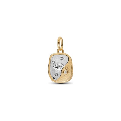 Charm Pandora Talisman Œil en argent, métal doré et oxyde de zirconium
