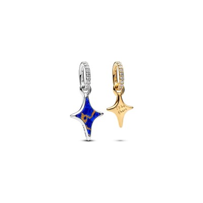 Charm Pandora Moments Double Étoiles Séparables en argent, métal doré et oxydes de zirconium