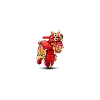 Charm Disney X Pandora Mulan Mushu en métal doré, cristal de synthèse et émail