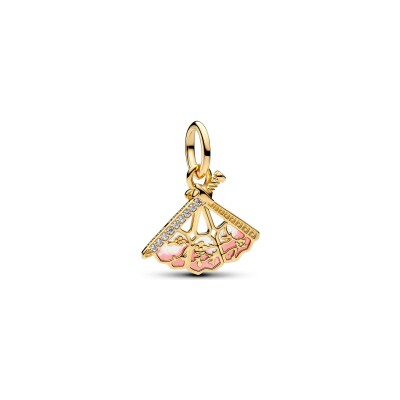 Charm Disney X Pandora Éventail de Mulan en métal doré, oxyde de zirconium et émail