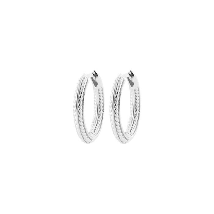 Boucles d'oreilles créoles en argent rhodié