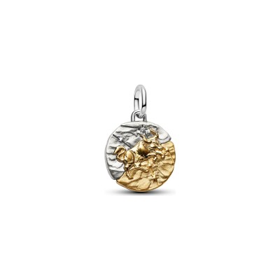 Charm Pandora Talisman Taureau en argent, métal doré et oxyde de zirconium