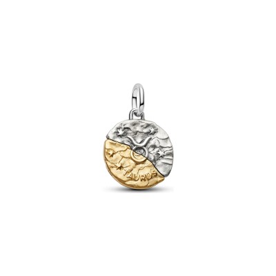 Charm Pandora Talisman Taureau en argent, métal doré et oxyde de zirconium