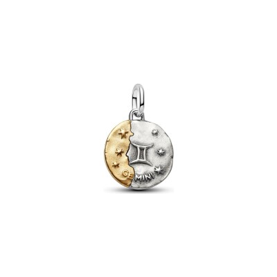 Charm Pandora Talisman Gémeaux en argent, métal doré et oxyde de zirconium