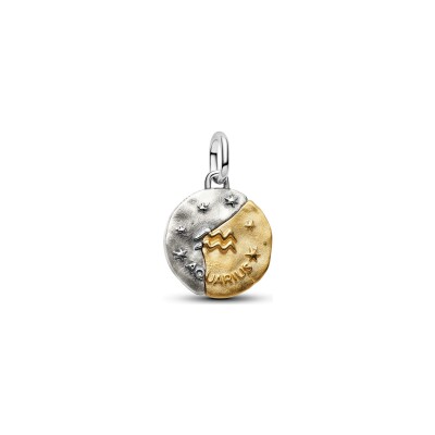 Charm Pandora Talisman Verseau en argent, métal doré et oxyde de zirconium