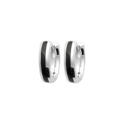 Boucles d'oreilles créoles en argent rhodié et laque