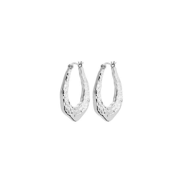 Boucles d'oreilles créoles en argent rhodié