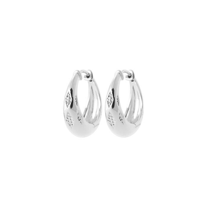 Boucles d'oreilles créoles en argent rhodié