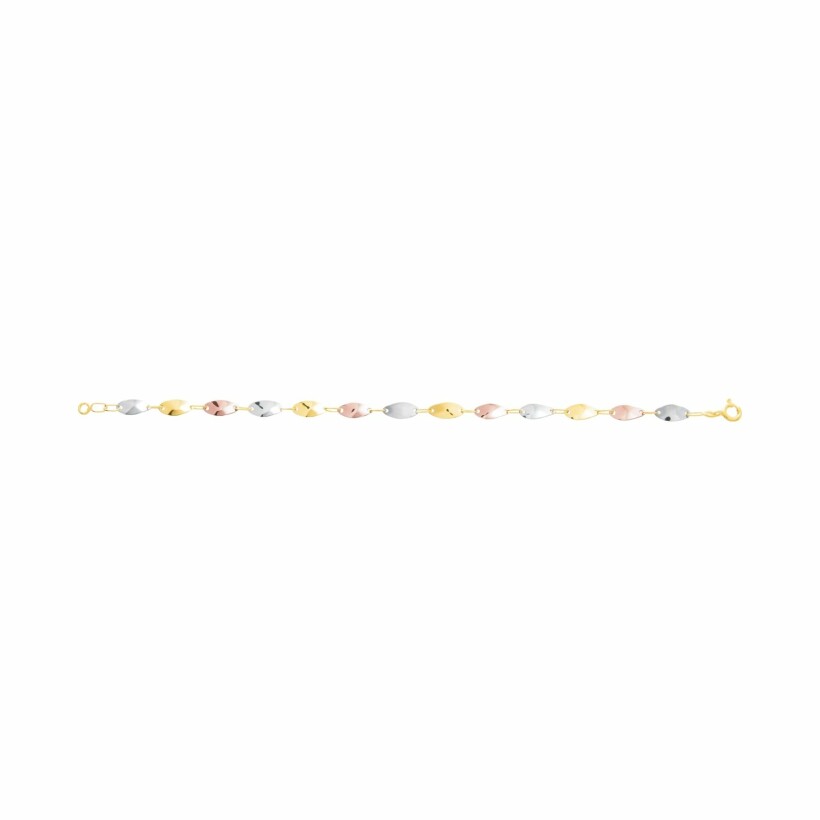 Bracelet en or jaune, or blanc, or rose, 18cm