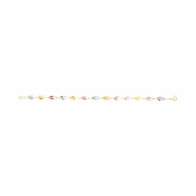 Bracelet en or jaune, or blanc, or rose, 18cm