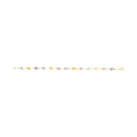 Bracelet en or jaune, or blanc, or rose, 18cm