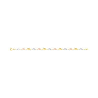 Bracelet fantaisie en or jaune, or blanc et or rose
