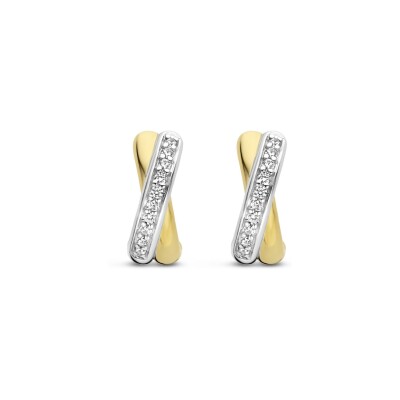 Boucles d'oreilles Ti Sento en argent, argent plaqué or jaune et oxyde de zirconium