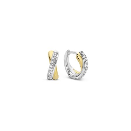 Boucles d'oreilles Ti Sento en argent, argent plaqué or jaune et oxyde de zirconium