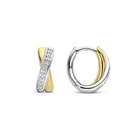 Boucles d'oreilles Ti Sento en argent, argent plaqué or jaune et oxyde de zirconium