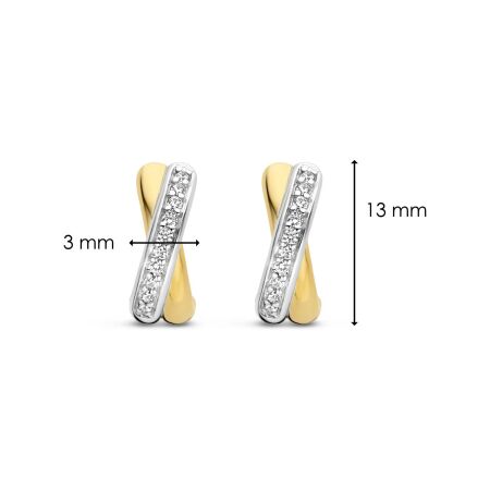 Boucles d'oreilles Ti Sento en argent, argent plaqué or jaune et oxyde de zirconium