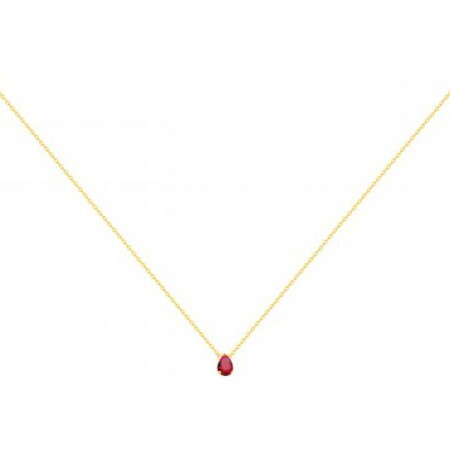 Collier en plaqué or et spinelle rouge