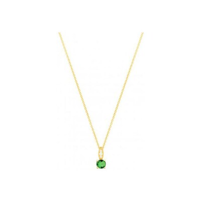 Collier en plaqué or, spinelle verte et oxyde de zirconium