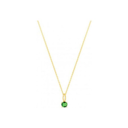 Collier en plaqué or, spinelle verte et oxyde de zirconium