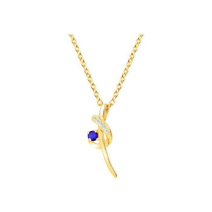 Collier en plaqué or, spinelle bleue et oxyde de zirconium