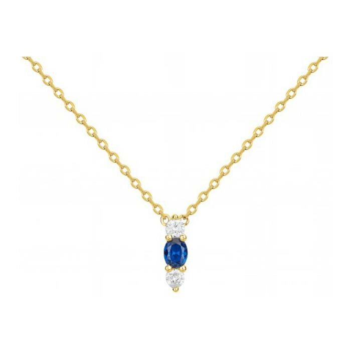 Collier en plaqué or, spinelle bleue et oxyde de zirconium