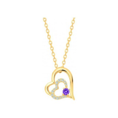 Collier en plaqué or et oxyde de zirconium - 42+3cm