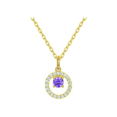 Collier en plaqué or et oxyde de zirconium - 42+3cm