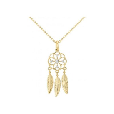 Collier en plaqué or et oxyde de zirconium - 42+3cm
