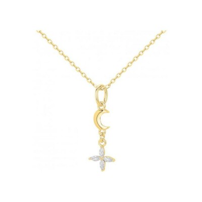 Collier en plaqué or et oxyde de zirconium - 42+3cm