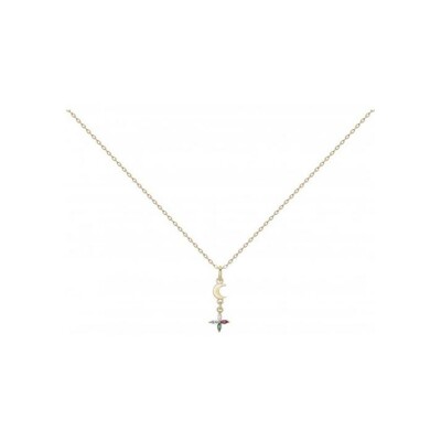 Collier en plaqué or et oxyde de zirconium - 42+3cm