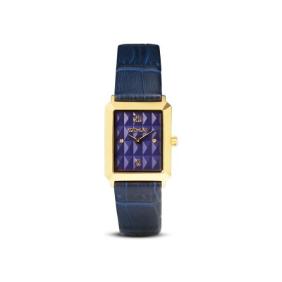 Montre Cœur de Lion Iconic Spikes Bracelet Cuir Midnight Blue Or