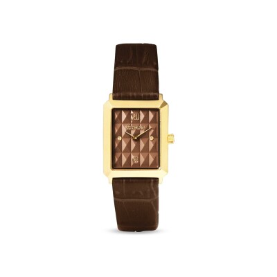 Montre Cœur de Lion Iconic Spikes bracelet cuir Mocha Mousse Or
