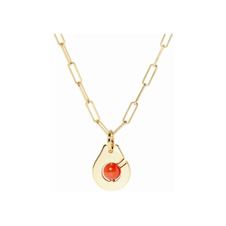 Pendentif dinh van Menottes R10 en or jaune et corail