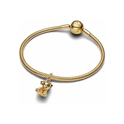 Charm Pandora Chiot Labrador en métal doré et émail