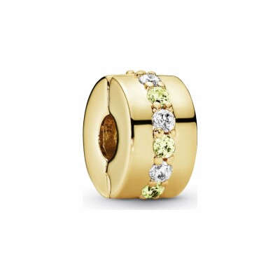 Charm clip Pandora Timeless rangée scintillante jaune en métal doré et oxyde de zirconium