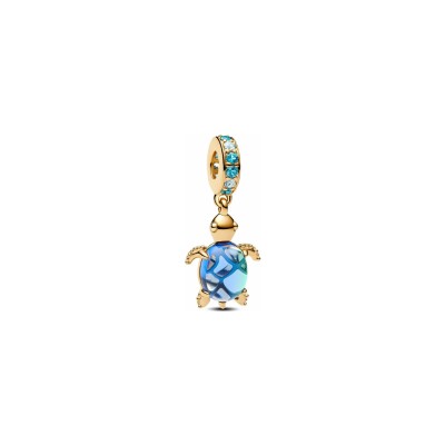 Charm Pandora Pendant Verre De Murano Tortue De Mer en métal doré