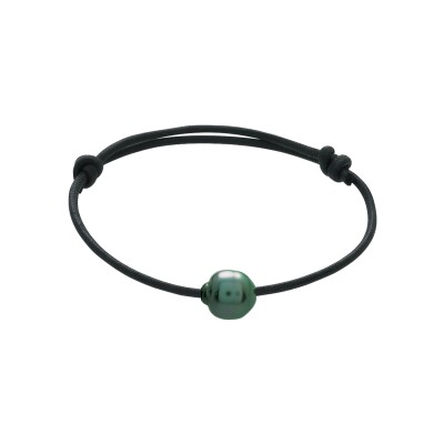 Bracelet corde en nylon, perle de culture et perle de tahiti