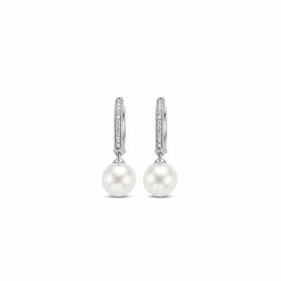 Boucles d'oreilles Ti Sento en argent rhodié et perles Swarovski