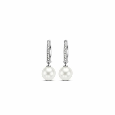 Boucles d'oreilles Ti Sento en argent rhodié et perles Swarovski