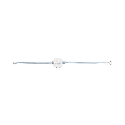 Bracelet corde à graver avec motif en or blanc