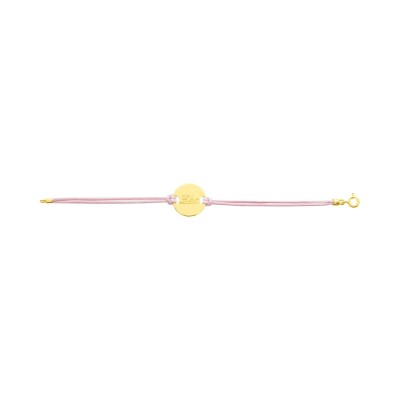 Bracelet corde à graver avec motif en or jaune