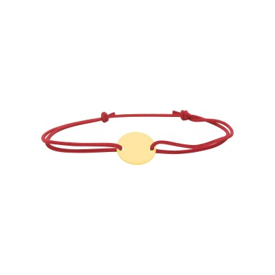 Bracelet corde avec jeton en or jaune