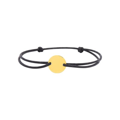 Bracelet corde avec jeton en or jaune