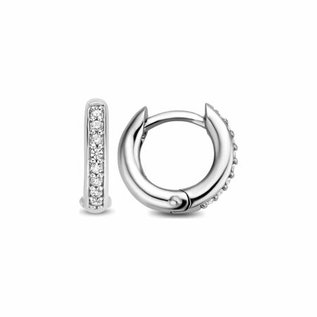 Boucles d'oreilles Ti Sento en argent rhodié pavé