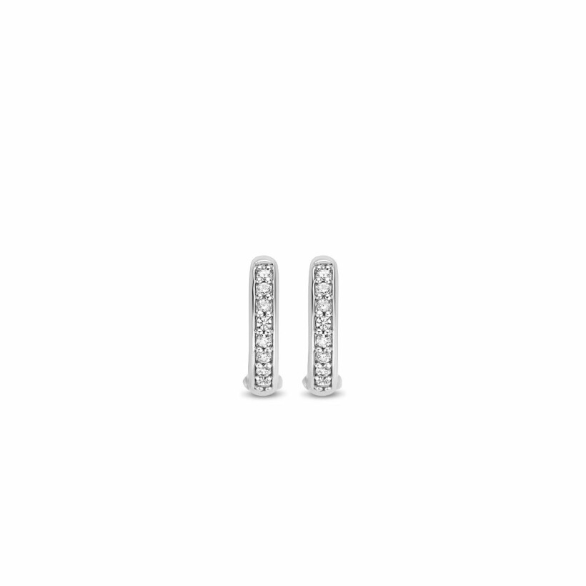 Boucles d'oreilles Ti Sento en argent rhodié pavé