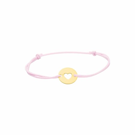 Bracelet corde motif coeur en or jaune