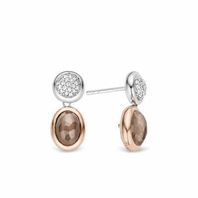 Boucles d'oreilles TI SENTO en argent plaqué or rose et cristal