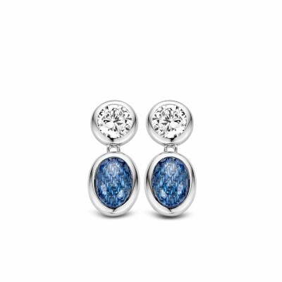 Boucles d'oreilles TI SENTO en argent plaqué au rhodium et cristal